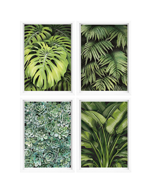 green leaves collection print